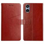 For Sony Xperia 5 V Y-shaped Pattern Flip Leather Phone Case(Brown)