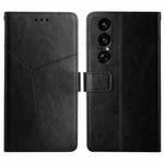 For Sony Xperia 1 VII Y-shaped Pattern Flip Leather Phone Case(Black)