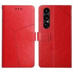 For Sony Xperia 1 VII Y-shaped Pattern Flip Leather Phone Case(Red)