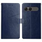 For Sony Xperia 10 VII Y-shaped Pattern Flip Leather Phone Case(Blue)