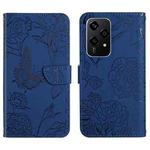 For Honor 200 Lite HT03 Skin Feel Butterfly Embossed Flip Leather Phone Case(Blue)