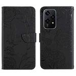 For Honor 200 Lite Global HT03 Skin Feel Butterfly Embossed Flip Leather Phone Case(Black)