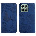 For Honor 200 Smart Global HT03 Skin Feel Butterfly Embossed Flip Leather Phone Case(Blue)