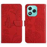 For Honor 400 Lite HT03 Skin Feel Butterfly Embossed Flip Leather Phone Case(Red)