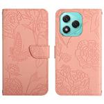 For Honor 400 Lite HT03 Skin Feel Butterfly Embossed Flip Leather Phone Case(Pink)
