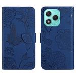 For Honor 400 Lite HT03 Skin Feel Butterfly Embossed Flip Leather Phone Case(Blue)