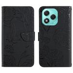 For Honor 400 Lite HT03 Skin Feel Butterfly Embossed Flip Leather Phone Case(Black)