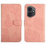 For Honor 400 Global 156.5mm HT03 Skin Feel Butterfly Embossed Flip Leather Phone Case(Pink)