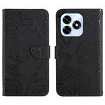 For Honor X5c Plus HT03 Skin Feel Butterfly Embossed Flip Leather Phone Case(Black)