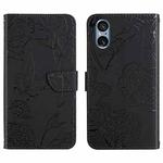 For Sony Xperia 5 V HT03 Skin Feel Butterfly Embossed Flip Leather Phone Case(Black)