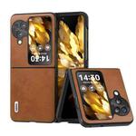 For OPPO Find N3 Flip ABEEL Two-color Calf Texture PU Phone Case(Brown)