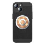 For iPhone 14 Honeycomb Hole Copper Cooling Phone Case with Lens Film(Black)