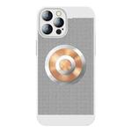 For iPhone 14 Pro Honeycomb Hole Copper Cooling Phone Case with Lens Film(Silver)