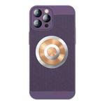 For iPhone 13 Pro Max Honeycomb Hole Copper Cooling Phone Case with Lens Film(Purple)