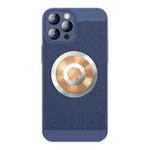 For iPhone 13 Pro Honeycomb Hole Copper Cooling Phone Case with Lens Film(Blue)