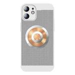 For iPhone 12 Honeycomb Hole Copper Cooling Phone Case with Lens Film(Silver)