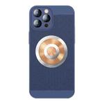 For iPhone 12 Pro Max Honeycomb Hole Copper Cooling Phone Case with Lens Film(Blue)