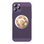 For iPhone 11 Pro Max Honeycomb Hole Copper Cooling Phone Case with Lens Film(Purple)