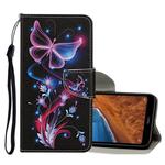 For Xiaomi Redmi 9 Colored Drawing Pattern Horizontal Flip Leather Case with Holder & Card Slots & Wallet(Fluorescent Butterfly)