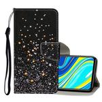 For Xiaomi Redmi Note 9 Pro Colored Drawing Pattern Horizontal Flip Leather Case with Holder & Card Slots & Wallet(Black Star)
