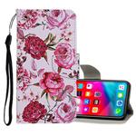 For iPhone XS Max Colored Drawing Pattern Horizontal Flip Leather Case with Holder & Card Slots & Wallet(Peony)