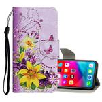 For iPhone XS Max Colored Drawing Pattern Horizontal Flip Leather Case with Holder & Card Slots & Wallet(Yellow Flower Butterfly)