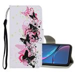 For iPhone XR Colored Drawing Pattern Horizontal Flip Leather Case with Holder & Card Slots & Wallet(Four Butterflies)