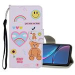For iPhone XR Colored Drawing Pattern Horizontal Flip Leather Case with Holder & Card Slots & Wallet(Smiley Bear)