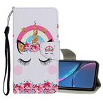 For iPhone XR Colored Drawing Pattern Horizontal Flip Leather Case with Holder & Card Slots & Wallet(Crown Unicorn)