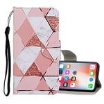 For iPhone X / XS Colored Drawing Pattern Horizontal Flip Leather Case with Holder & Card Slots & Wallet(Marble)