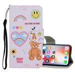 For iPhone X / XS Colored Drawing Pattern Horizontal Flip Leather Case with Holder & Card Slots & Wallet(Smiley Bear)
