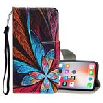 For iPhone X / XS Colored Drawing Pattern Horizontal Flip Leather Case with Holder & Card Slots & Wallet(Colorful Flowers)