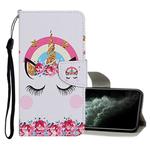 For iPhone 11 Pro Max Colored Drawing Pattern Horizontal Flip Leather Case with Holder & Card Slots & Wallet(Crown Unicorn)