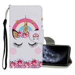 For iPhone 11 Pro Colored Drawing Pattern Horizontal Flip Leather Case with Holder & Card Slots & Wallet(Crown Unicorn)