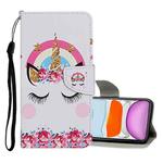 For iPhone 11 Colored Drawing Pattern Horizontal Flip Leather Case with Holder & Card Slots & Wallet(Crown Unicorn)