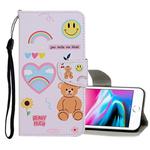 For iPhone 8 / 7 Colored Drawing Pattern Horizontal Flip Leather Case with Holder & Card Slots & Wallet(Smiley Bear)