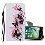 For iPhone 8 Plus / 7 Plus Colored Drawing Pattern Horizontal Flip Leather Case with Holder & Card Slots & Wallet(Four Butterflies)