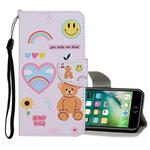 For iPhone 8 Plus / 7 Plus Colored Drawing Pattern Horizontal Flip Leather Case with Holder & Card Slots & Wallet(Smiley Bear)