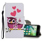 For iPhone 8 Plus / 7 Plus Colored Drawing Pattern Horizontal Flip Leather Case with Holder & Card Slots & Wallet(Owl Family)