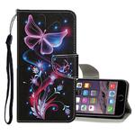 For iPhone 6 Plus / 6s Plus Colored Drawing Pattern Horizontal Flip Leather Case with Holder & Card Slots & Wallet(Fluorescent Butterfly)