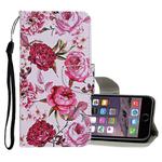 For iPhone 6 Plus / 6s Plus Colored Drawing Pattern Horizontal Flip Leather Case with Holder & Card Slots & Wallet(Peony)