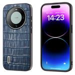 For Huawei Mate 60 Pro ABEEL Crocodile Texture Genuine Leather Phone Case(Blue)