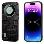 For Huawei Mate 60 Pro ABEEL Crocodile Texture Genuine Leather Phone Case(Black)