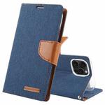 For iPhone 15 Pro GOOSPERY CANVAS DIARY Fabric Texture Flip Leather Phone Case(Navy Blue)