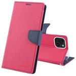 For iPhone 15 GOOSPERY FANCY DIARY Cross Texture Leather Phone Case(Rose Red)
