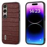 For Sony Xperia 1 VI ABEEL Crocodile Texture Genuine Leather Phone Case(Brown)