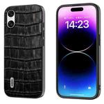 For Sony Xperia 10 VI ABEEL Crocodile Texture Genuine Leather Phone Case(Black)