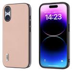 For Sony Xperia 5 V ABEEL Genuine Leather + PC Litchi Texture Phone Case(Pink Gold)