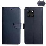 For Honor X8b HT02 Genuine Leather Fingerprint-proof Flip Phone Case(Blue)
