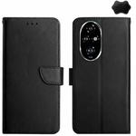 For Honor 200 Pro 5G Global HT02 Genuine Leather Fingerprint-proof Flip Phone Case(Black)